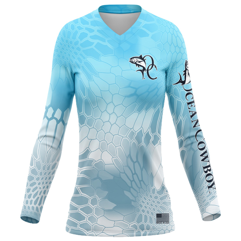 Ladies performance shirts - Blue-Ocean-Camo-Front