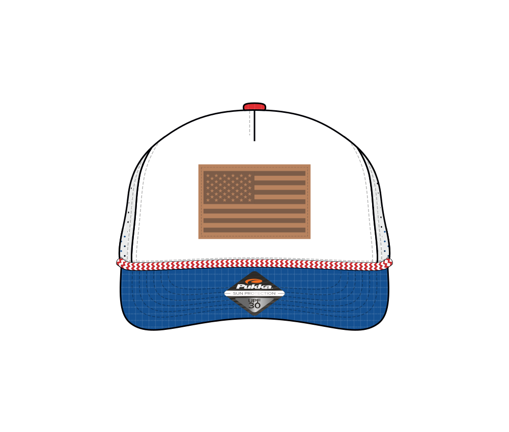 Trucker Hats - Leather Flag Patch - Rope-white-1